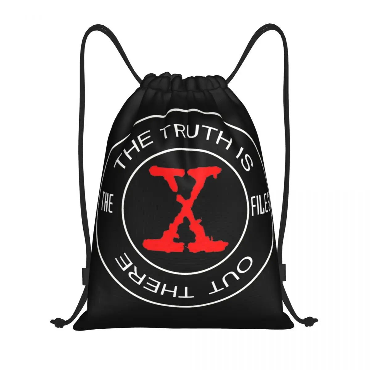 X-Files Red Logo Bag Drawstring Backpack Sports Gym Sackpack white and Black X String Bag for Cycling