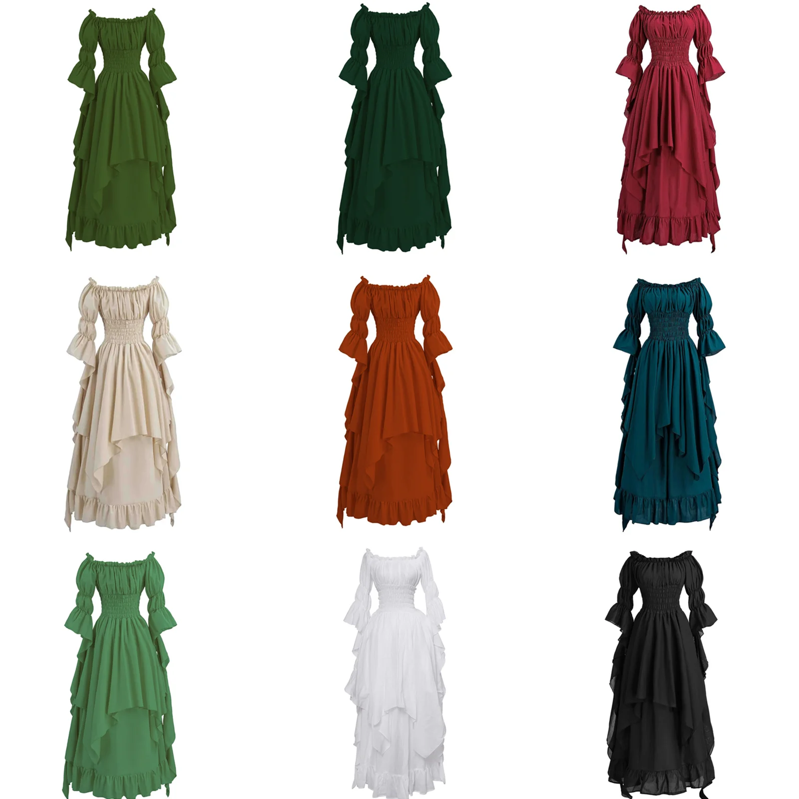 Women Gothic Witch Dress Medieval Renaissance Costume Victorian Dress for Halloween Party