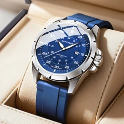 SAPPHERO Men Watch Luxury Quartz Clock 50M Waterproof Imported Movement Stainless Steel Watch Men Gift Silicone strap Wristwatch