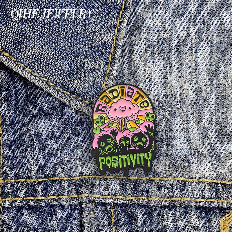 Radiate Positity Enamel Pins Pastel Goth Alien Ghost Brooches Clothes Lapel Pins Badge Backpack Accessories Funny Jewelry Gifts
