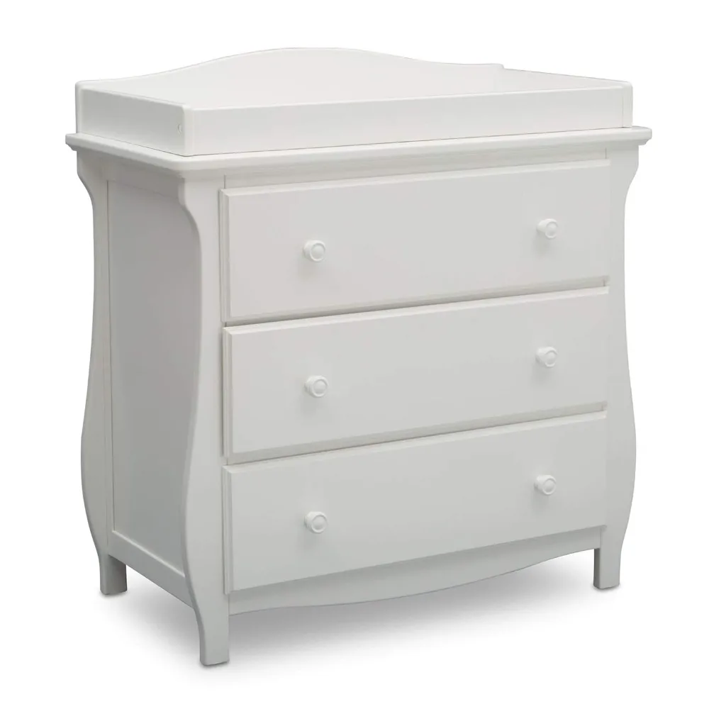 

Delta Children Lancaster 3 Drawer Dresser with Changing Top, Greenguard Gold Certified, Bianca