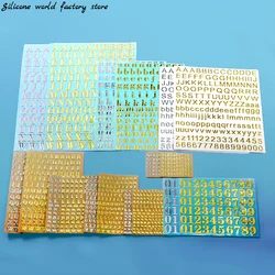 Silicone world 2-9mm Alphabet Letters Numbers Decor Stickers Gold Silver Epoxy Resin Filler For DIY Silicone Molds Craft Making
