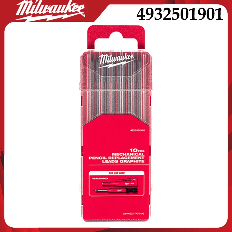 Milwaukee 4932501901 10-Pack 2.8mm Graphite Pencil Refill Leads 2B for Carpenter Mechanical Pencil Construction Marking