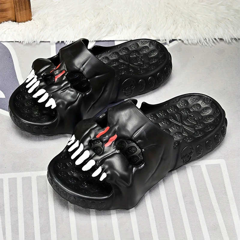 Fast Shipping Skull Design Men Slippers Women Outdoor Slides Thick Sole Platform Beach Shoes Unisex Non-slip Sandals Size36-47