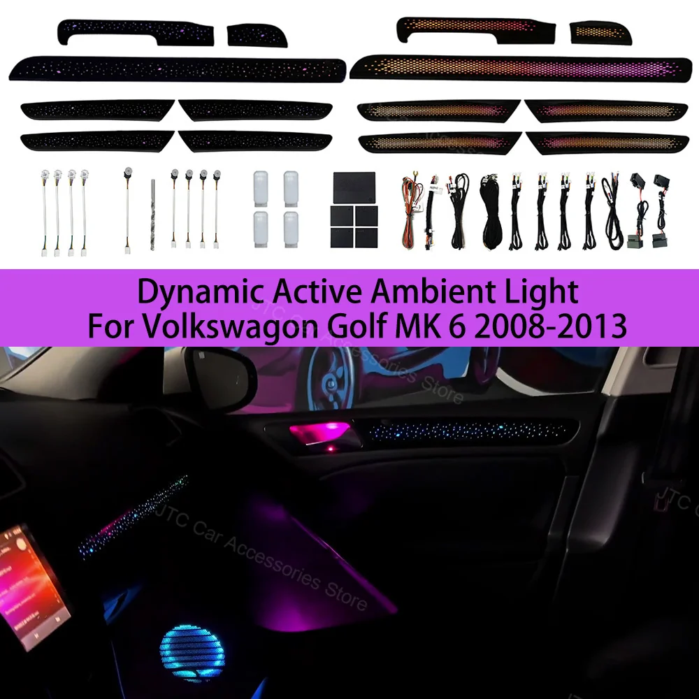 OEM Design Dynamic Active Ambient Light for VW Golf 6 Original 1:1 Mold Dashboard Door Decoration Atmosphere Lamp App Control