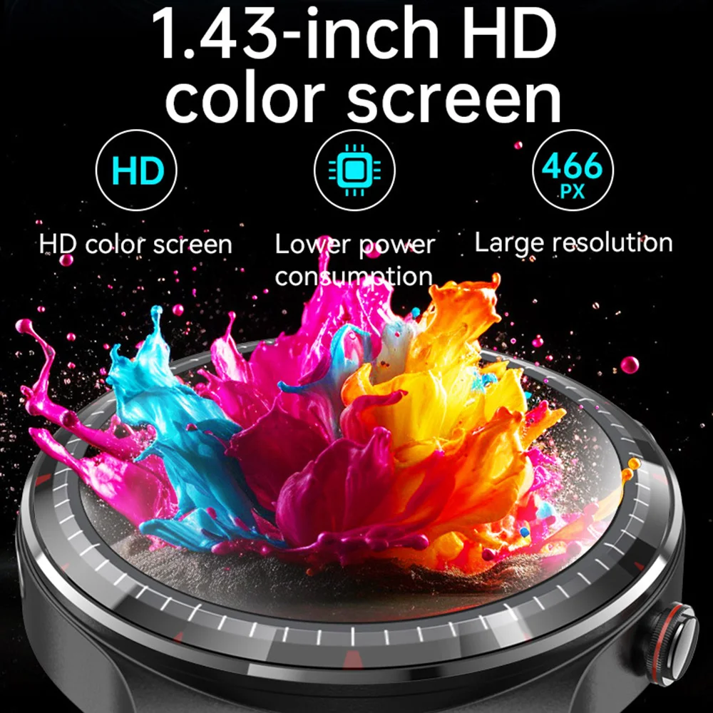 500Hz ECGスマートウォッチ 体組成測定 尿酸 血中脂質 心臓健康 スマートウォッチ 男女兼用 1.43インチ AMOLEDスクリーン