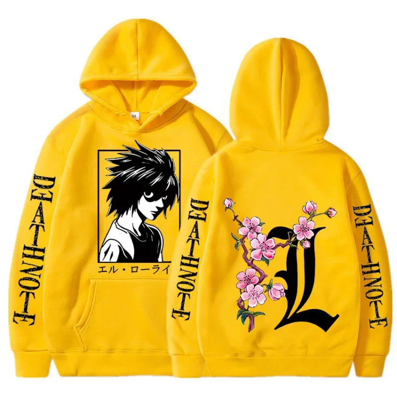 Herren-Sweatshirt mit Anime Death Note L-Aufdruck, Herbst- und Winter-Hoodie für Männer und Frauen, lässiges, bequemes Sport-Sweatshirt – Detail 4