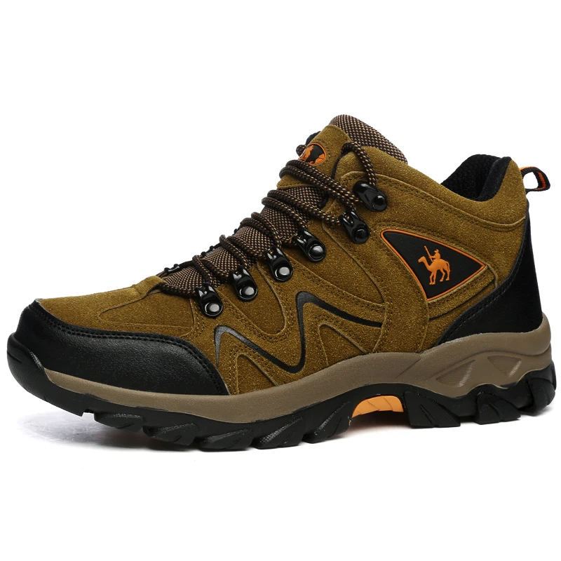 HIKEUP-zapatos de senderismo de cuero para hombre, zapatillas de Trekking para turismo, botas de escalada de montaña, calzado para correr al aire