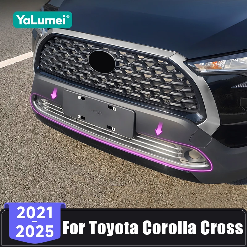 

Для Toyota Corolla Cross XG10 Hybrid 2021 2022 2023 2024 2025 Нержавеющая сталь автомобиля Передняя центральная решетка Накладки на бампер Decol Cover