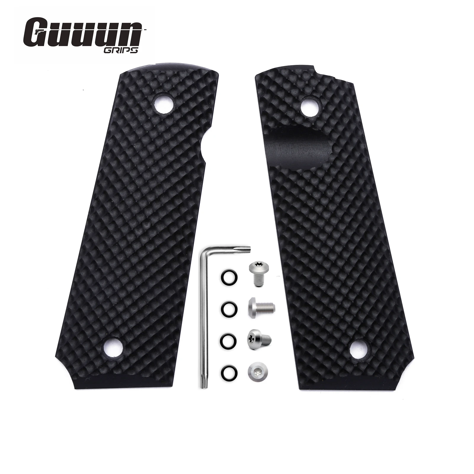 Guuun 1911 Grips G10 Full Size Government Commander Grip  OPS Golf Dimple Texture