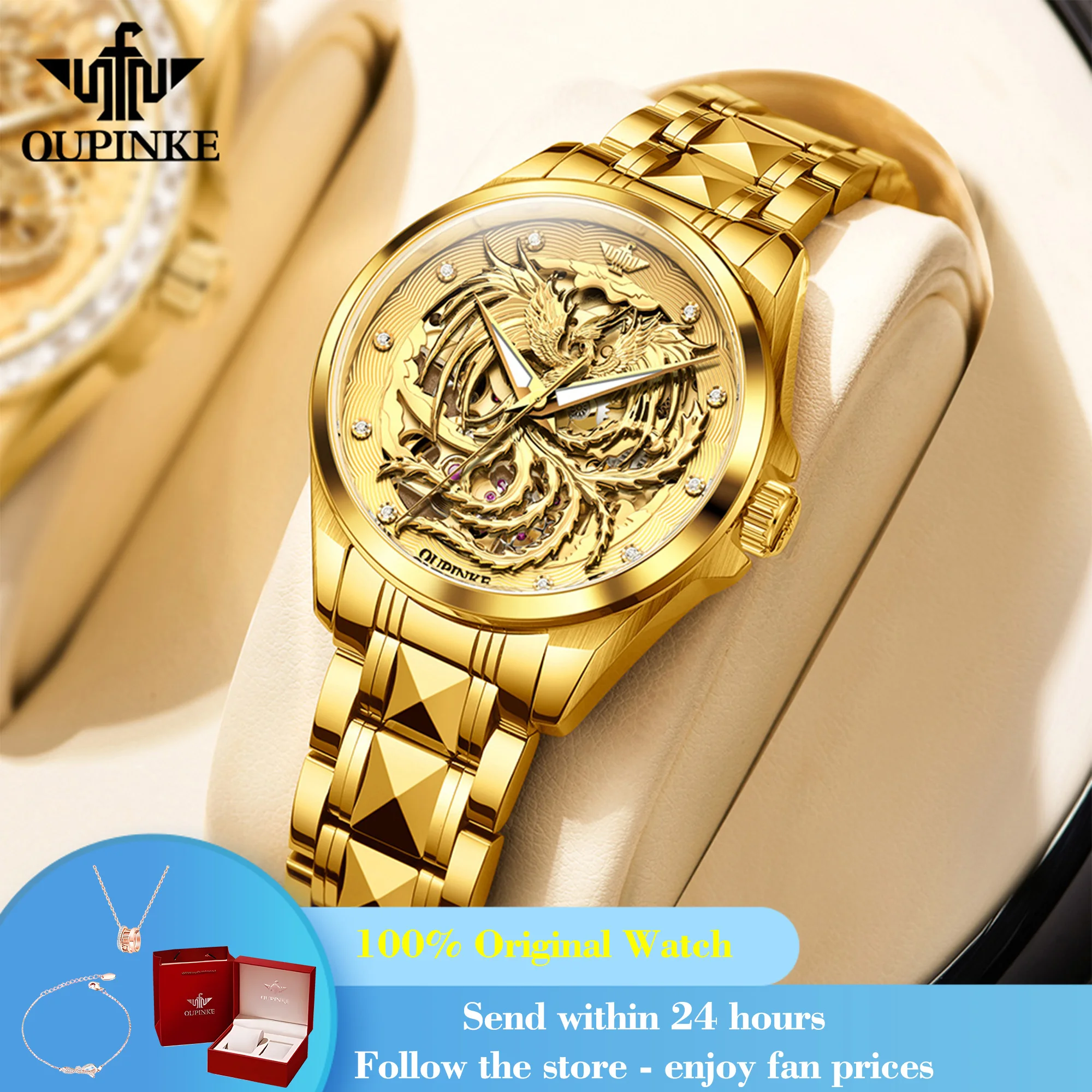 OUPINKE 3276 Women's Watch Synthetic Sapphire Mirror Automatic Watch For Women Import Mechanical Movement Waterproof Wristwatch