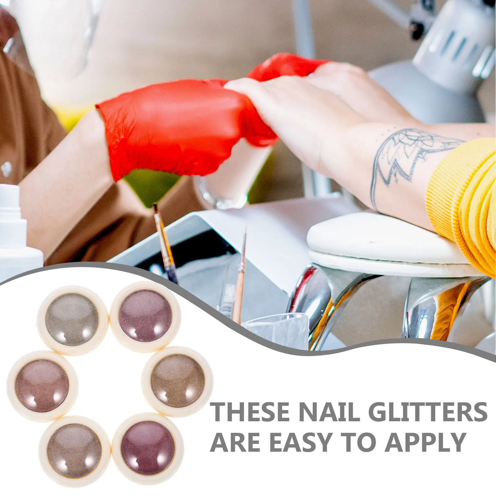 

6pcs Luxury Gold 6 Boxes Fine Glitter For Mirror Art Design Long Lasting Shiny Pigment Powder Nail Supplies Metallic Nail Art