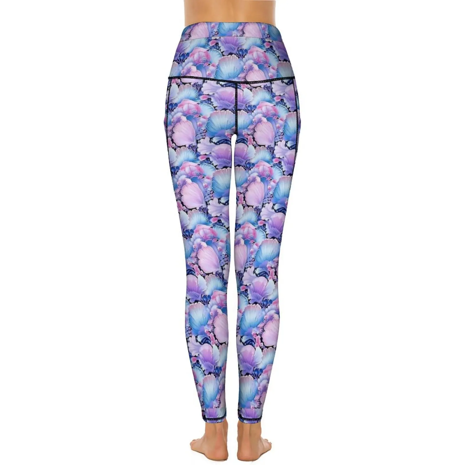 Leggings College coquillages de mer violets pour femmes, pantalons de yoga sexy, pantalons extensibles doux, jambières de sport d'entraînement graphiques