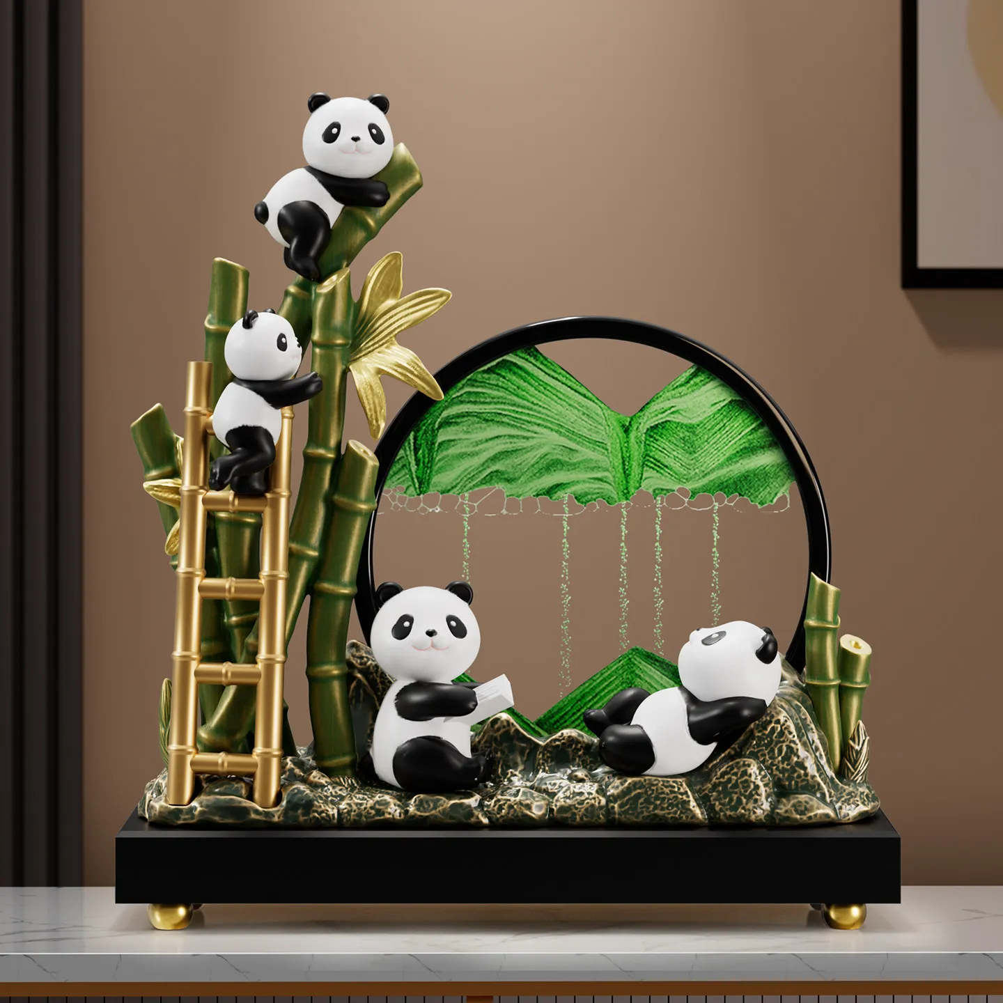 LMM panda souvenir national style merchandise surrounding quicksand painting ornament living room company souvenir