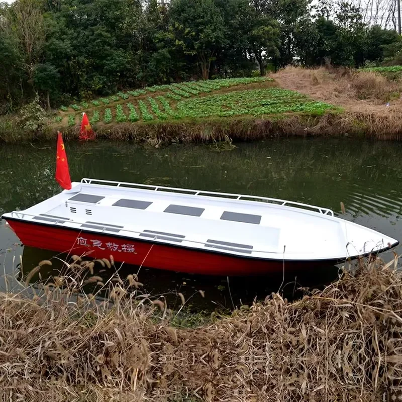Portable Aluminum Alloy Assault Rescue Boat 14.1ft/4. 8 Persons Tiller Control Outboard Sport Fishing Speed Boat