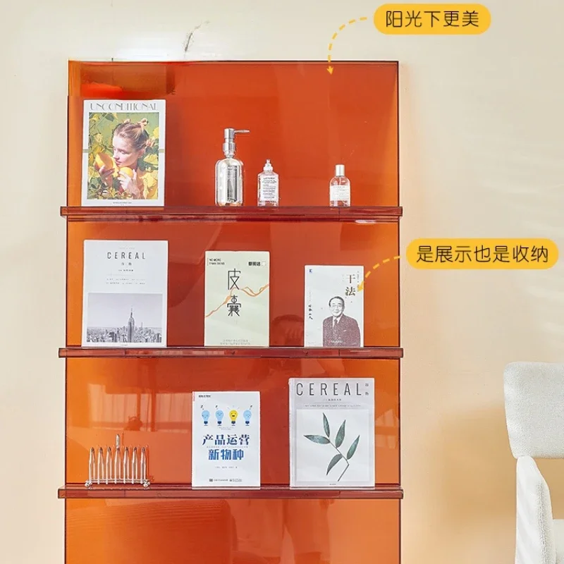 

Скандинавский минималистичный стеллаж для журналов, акриловый книжный шкаф для гостиной, Интернет-полка для выставки товаров знаменитостей, полка для книг на полу в студии