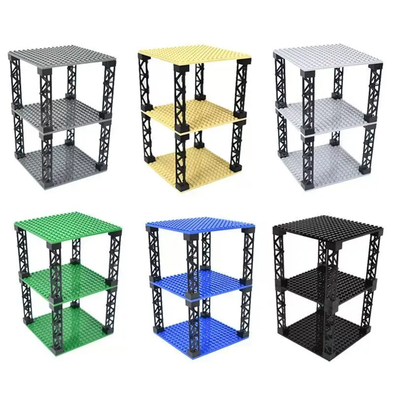 Multi-layer building block platform compatible with MOC small particle building blocks DIY double-layer storage shelf