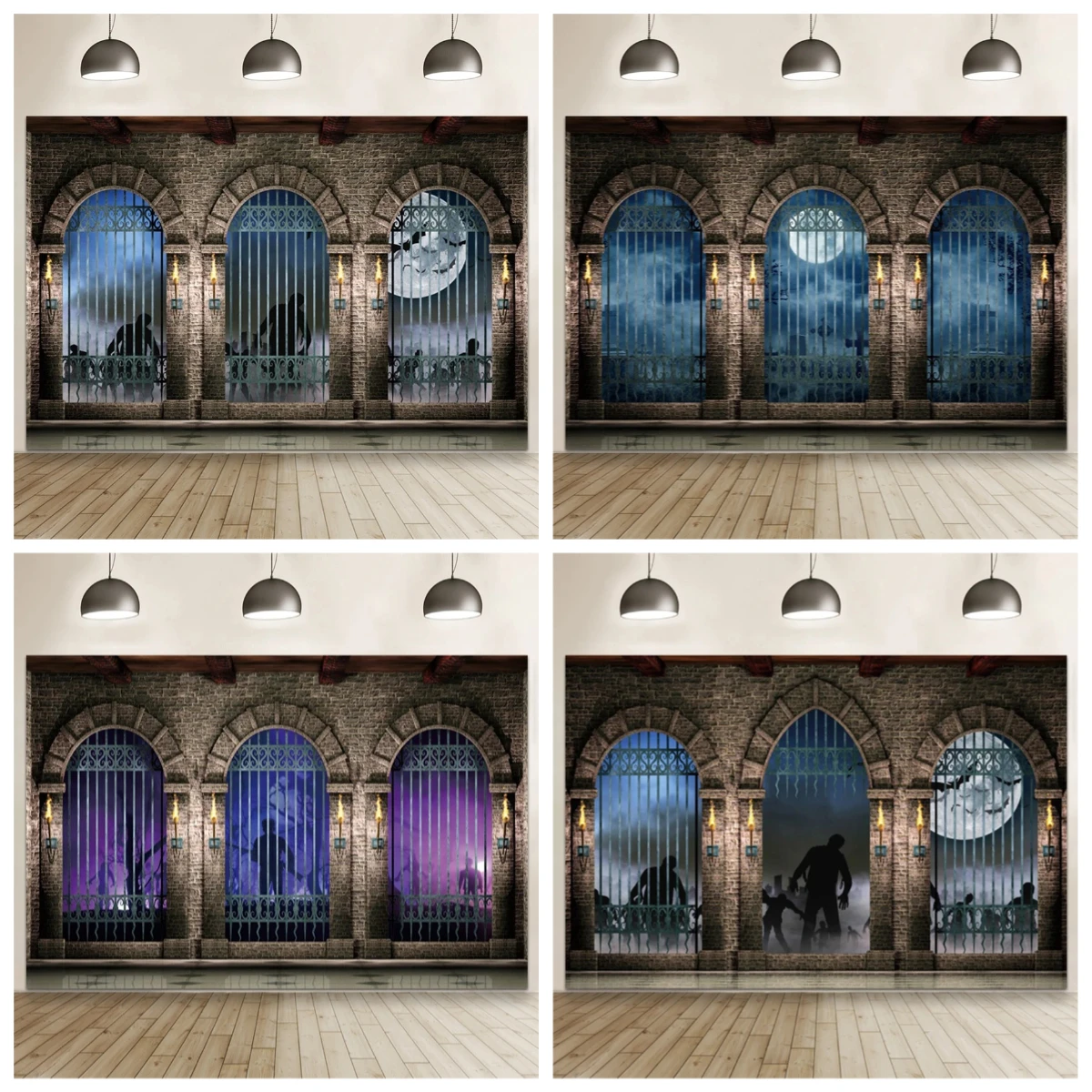 

Halloween Gothic Castle Photography Background Night Full Moon Ghosts Vintage Palace Horror Theme Backdrop Photo Studio Props