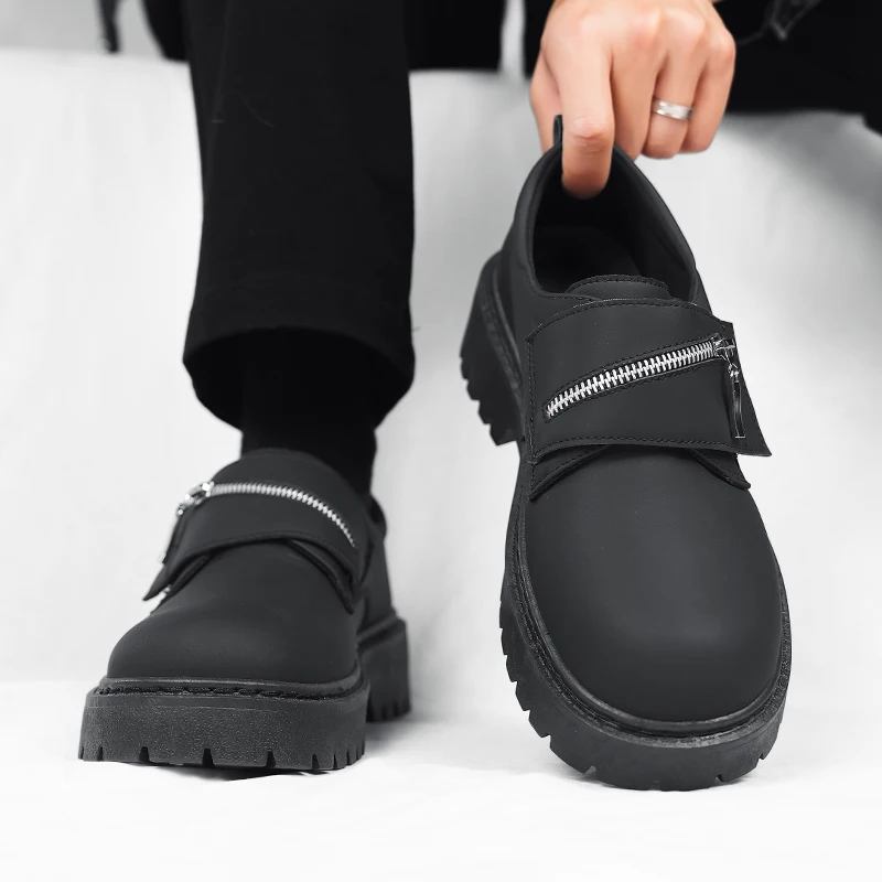 

Туфли дерби в стиле ретро, мужская обувь на толстой подошве на возвышении, новые повседневные кожаные туфли в британском стиле с большими полями 2025 года