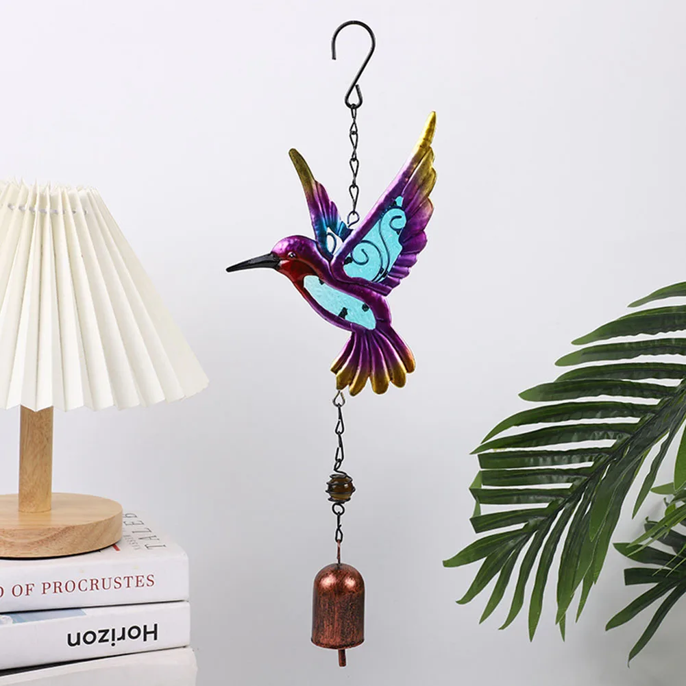 Wind Chime Hummingbirds Dragonflies Metal Glass Painted Crafts Hanging Pendants Bell Aluminum Pipe Home Courtyard Hanging Decors