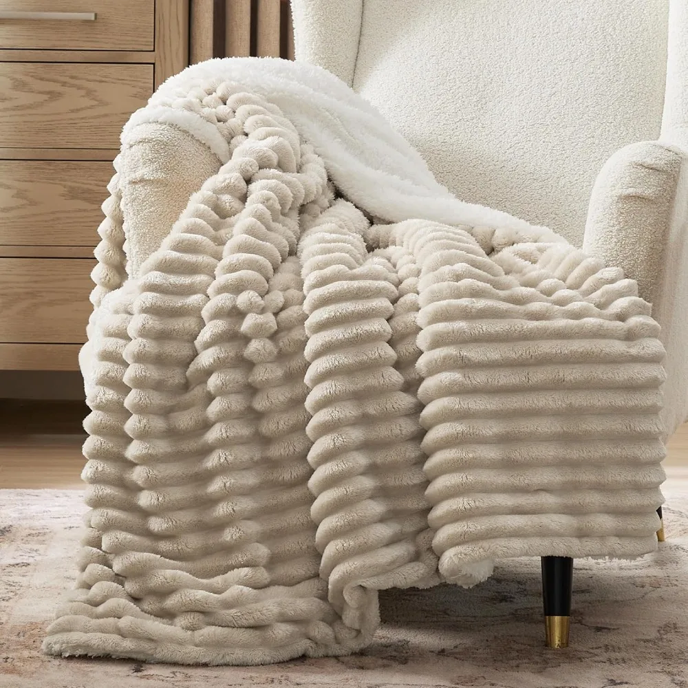 

Ultra Plush Sherpa Couch Blanket - Luxuriously Soft, Thick and Warm Fleece Blanket for Winter Comfort