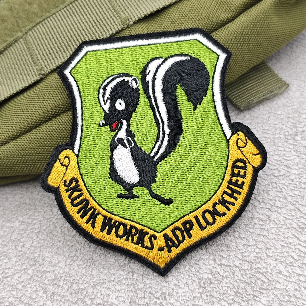 Skunk Works ADP Lockheed Cartoon Embroidered Patch, Funny Tactical Morale Badge DIY Hook And Loop For Backpack Jacket Vest Hat