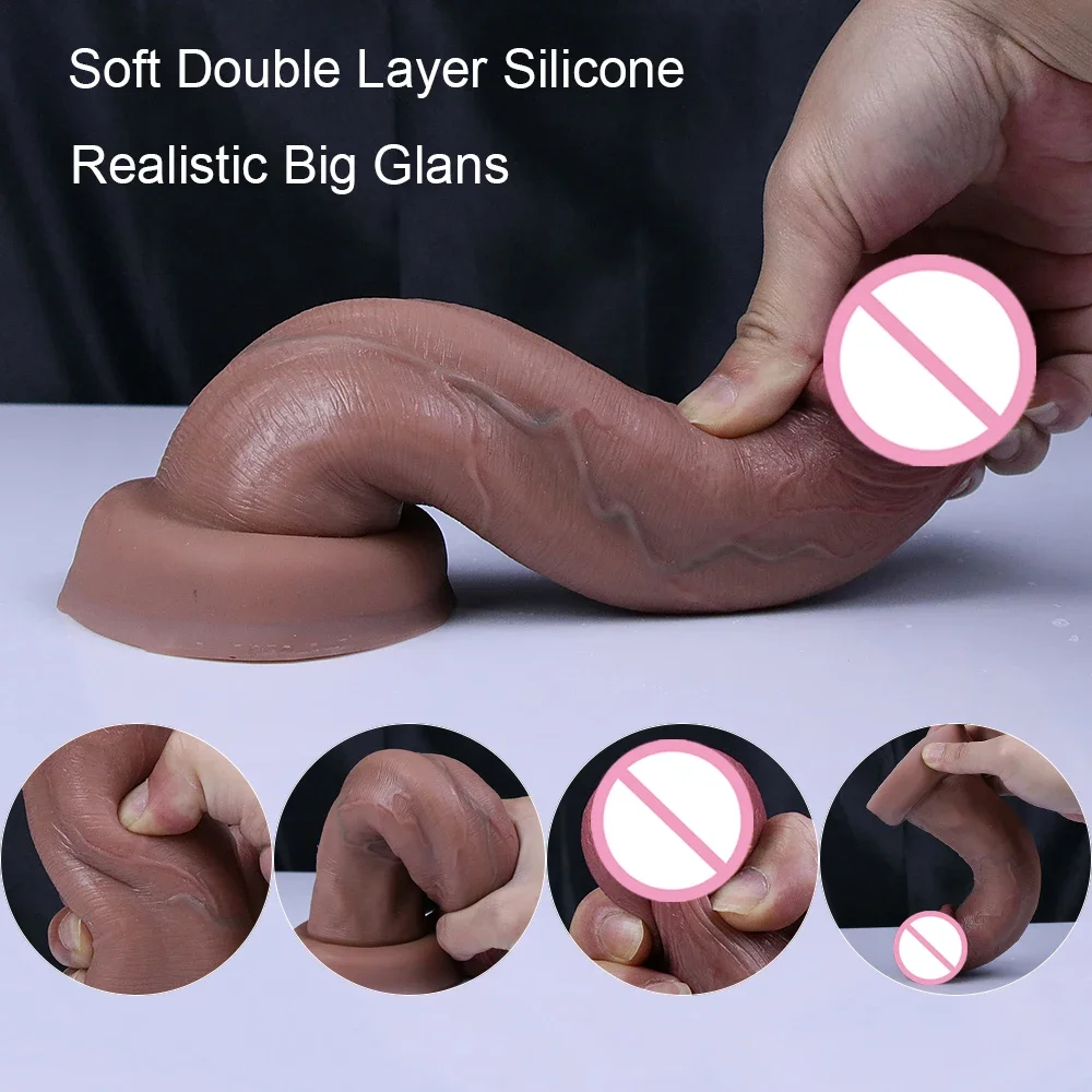 Skin Feeling Big Glans Dildos Realistic Penis Soft Silicone Adults Strapon Sex Toys Large Dick Suction Cup For Women Butt Plug