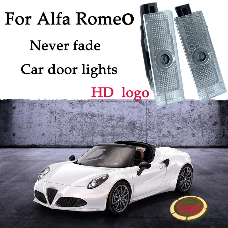HD Glass Lens Car Door Light Laser Decorative Projection Light Never Fades Suitable For Alfa Romeo Stelvio Giulietta 159 Giulia