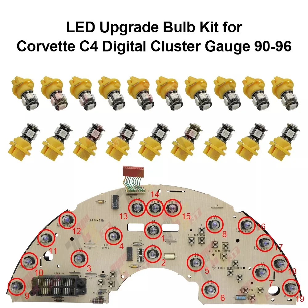 

LED Upgrade Bulb Kit for Corvette C4 Digital Cluster Gauge 90-96