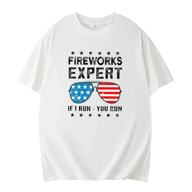 Summer T-Shirts  Fireworks Expert if I Run You Run Graphic T-Shirt  July 4th Fireworks Expert T-Shirt  July 4th Independence Day