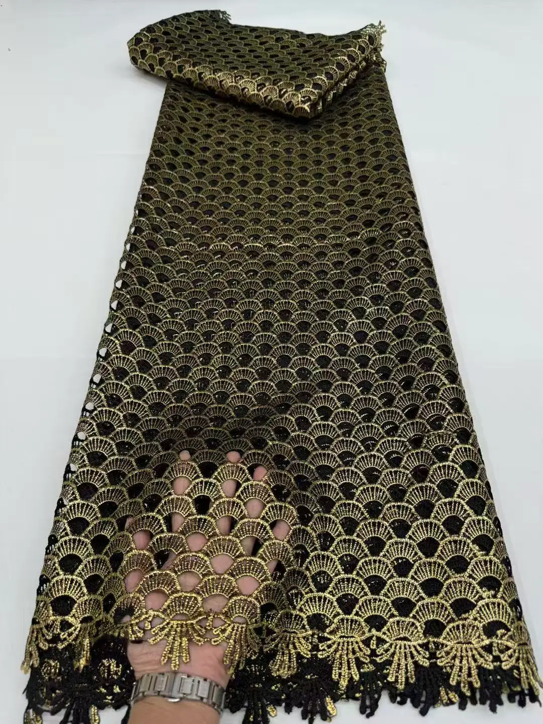 

luxury african fabrics Nigerian Guipure Cord Lace Fabric Water Soluble High Quality for Women's Dress Wedding 5 Yards