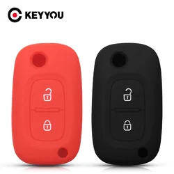 KEYYOU Remote 2 Buttons Silicone Key Case Rubber Flip Car Proctored Cover For Renault Modus Clio Megane Kangoo For Lada 2017