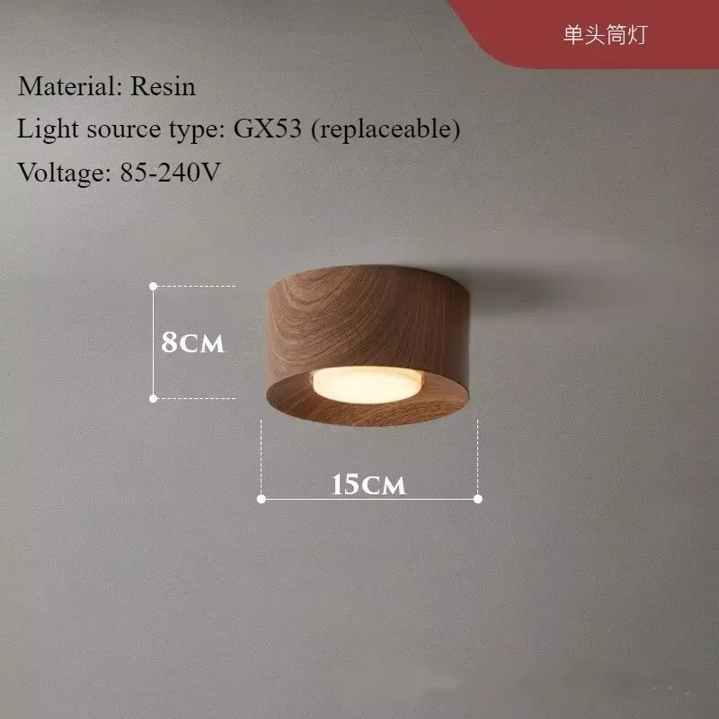 Houten korrelkleur LED-plafondlamp Moderne acryl kleine plafondlamp Keukengang Entree Woonkamer badkamerverlichting