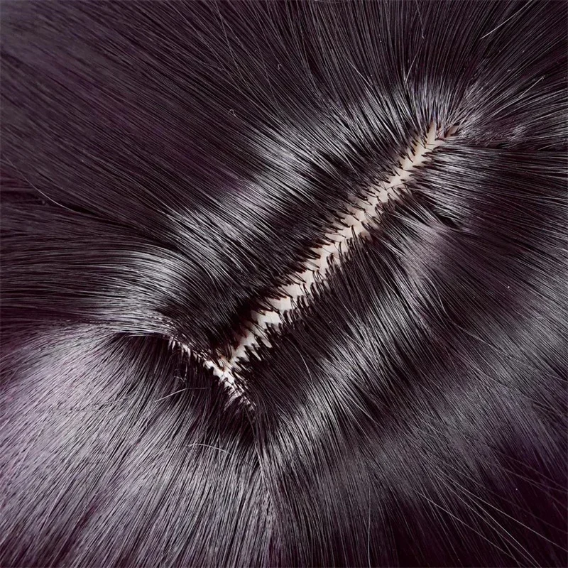 Honkai: Star Rai Hysilens Adulto Cosplay Peruca Longa Reta Trança Francesa Franja Cabelo Resistente ao Calor Perucas Sintéticas Adereços de Halloween