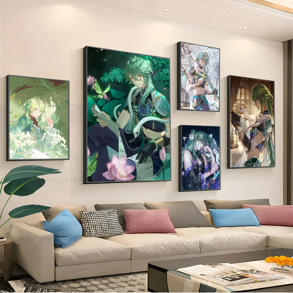 1pc Game Genshin Impact Accounts Baizhu Poster Stickers Art Wall Murals Decor Game