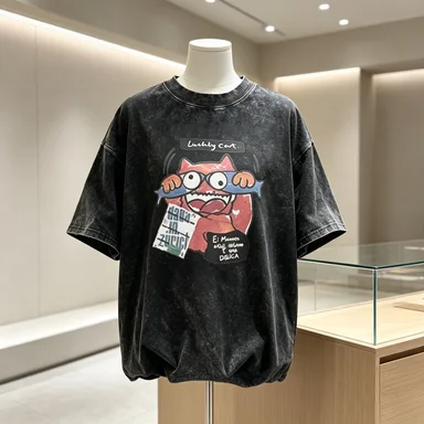 2026 Vintage  Washed Smile Wink Face Graphic T Shirt Letter Print Short Sleeve Cotton Unisex  Aesthetic Casual Streetwear Tee