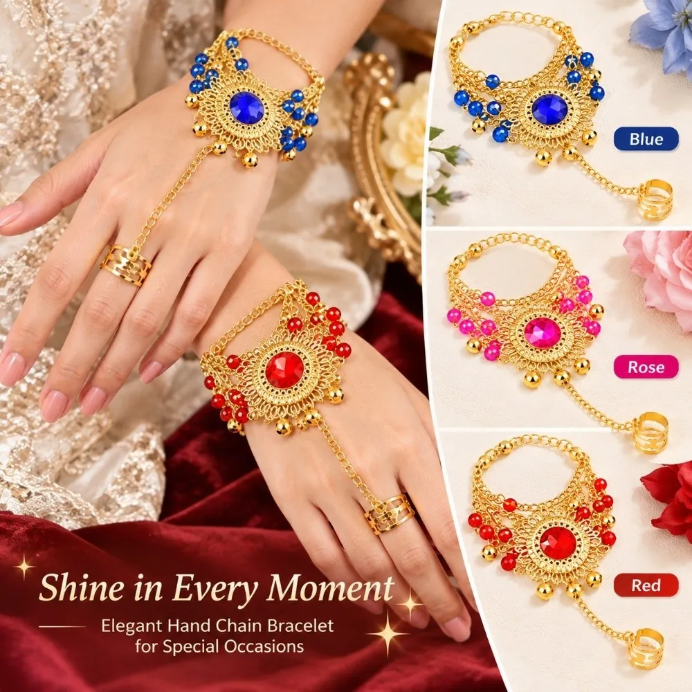 1pc/1pair Multicolors Indian Dance Performance Bracelet Free Size Dance Accessories Out Tribal Ring Bracelet