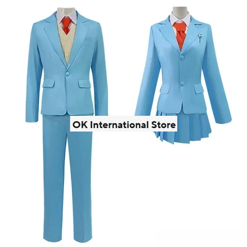 Anime Skip And Loafer Cosplay Mitsumi Iwakura Shima Sousuke Cosplay Suit Costume Blue School Uniform Skirt Pants Halloween