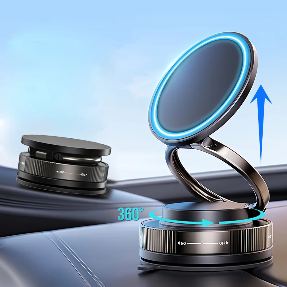 

Vacuum Magnetic Phone Holder Foldable Adjustable Magnetic Stand 360° Rotation Car Dashboard Mount For iPhone Android Smartphone