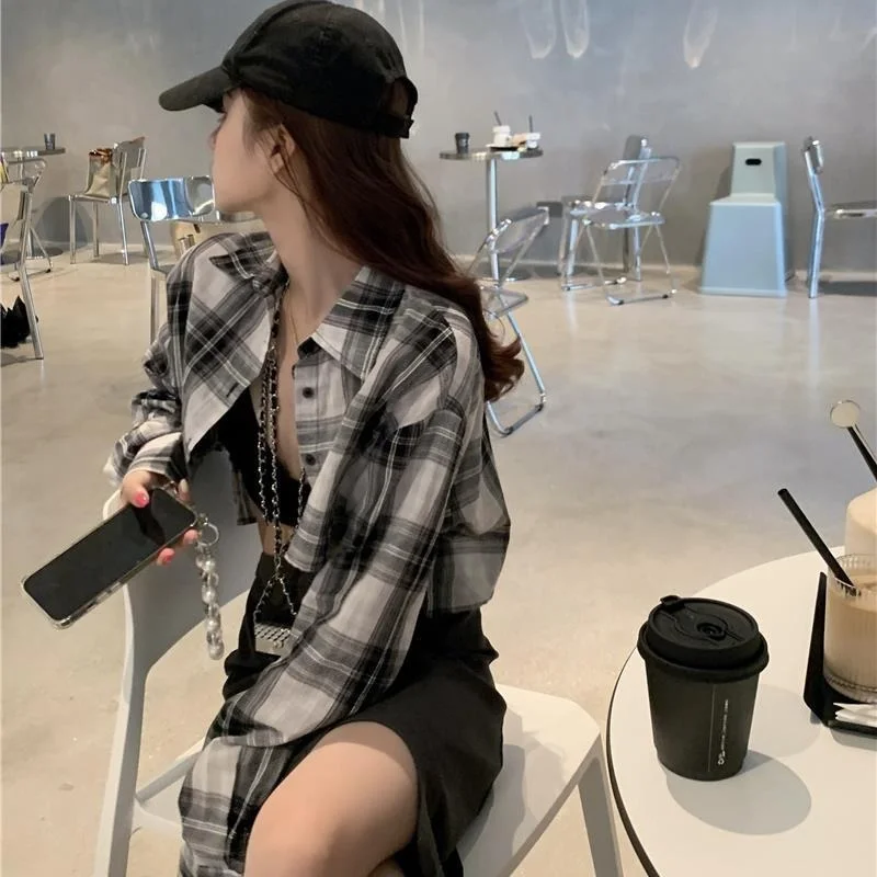 Shirts Women Popular Summer Thin Plaid Clothing Ins Street Wear Korean Style Young Ladies College All-match Hot Sale Simple Soft