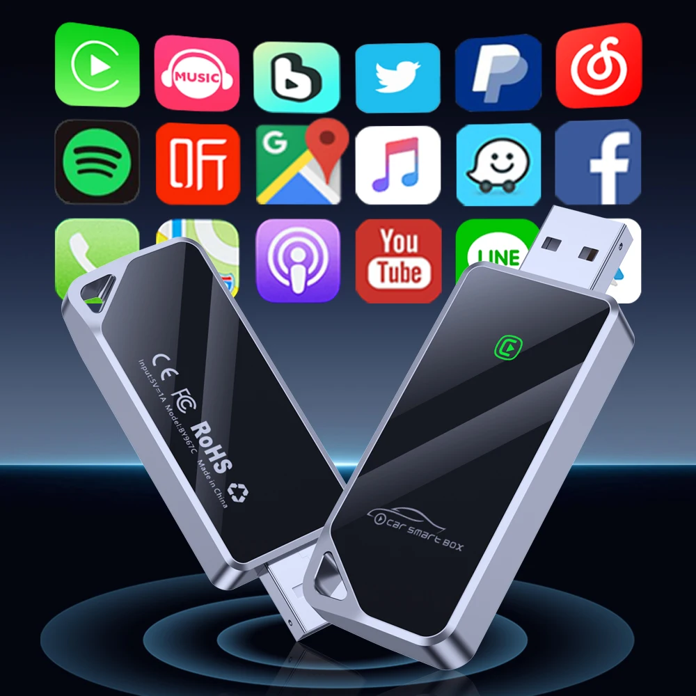 2026 NEW Wireless Carplay Adapter For iPhone Ai Smart Box Carplay 5.8GHz WiFi Low Latency iOS 10+ Compatible with Wired CarPlay