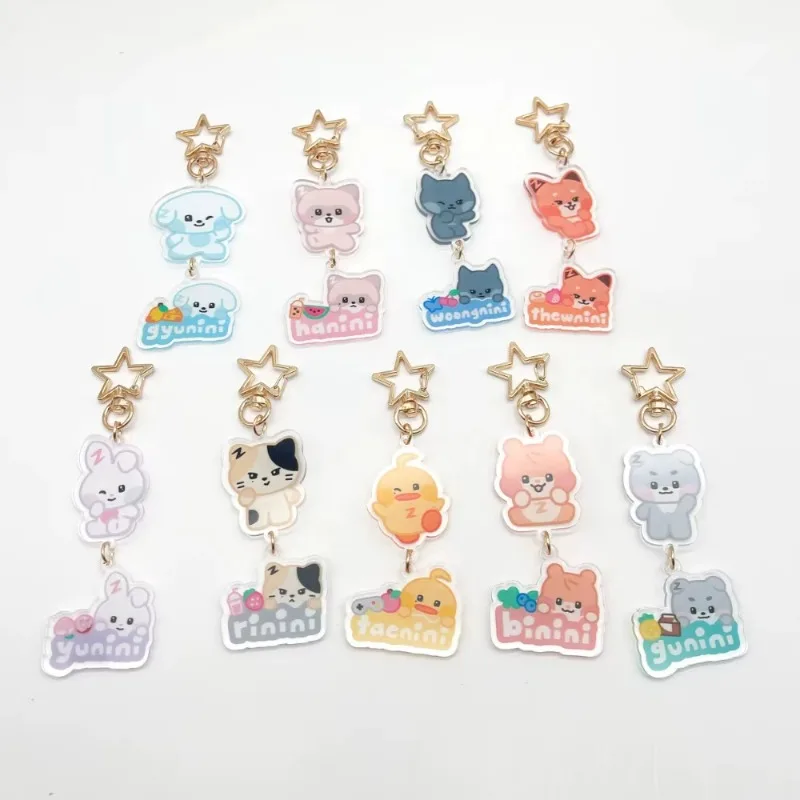 Hot Korean Men Group Cartoon Keychain Hongjoong Seonghwa Yunho Yeosang San Animal Figure Preamland Pendant Key Ring Accessories