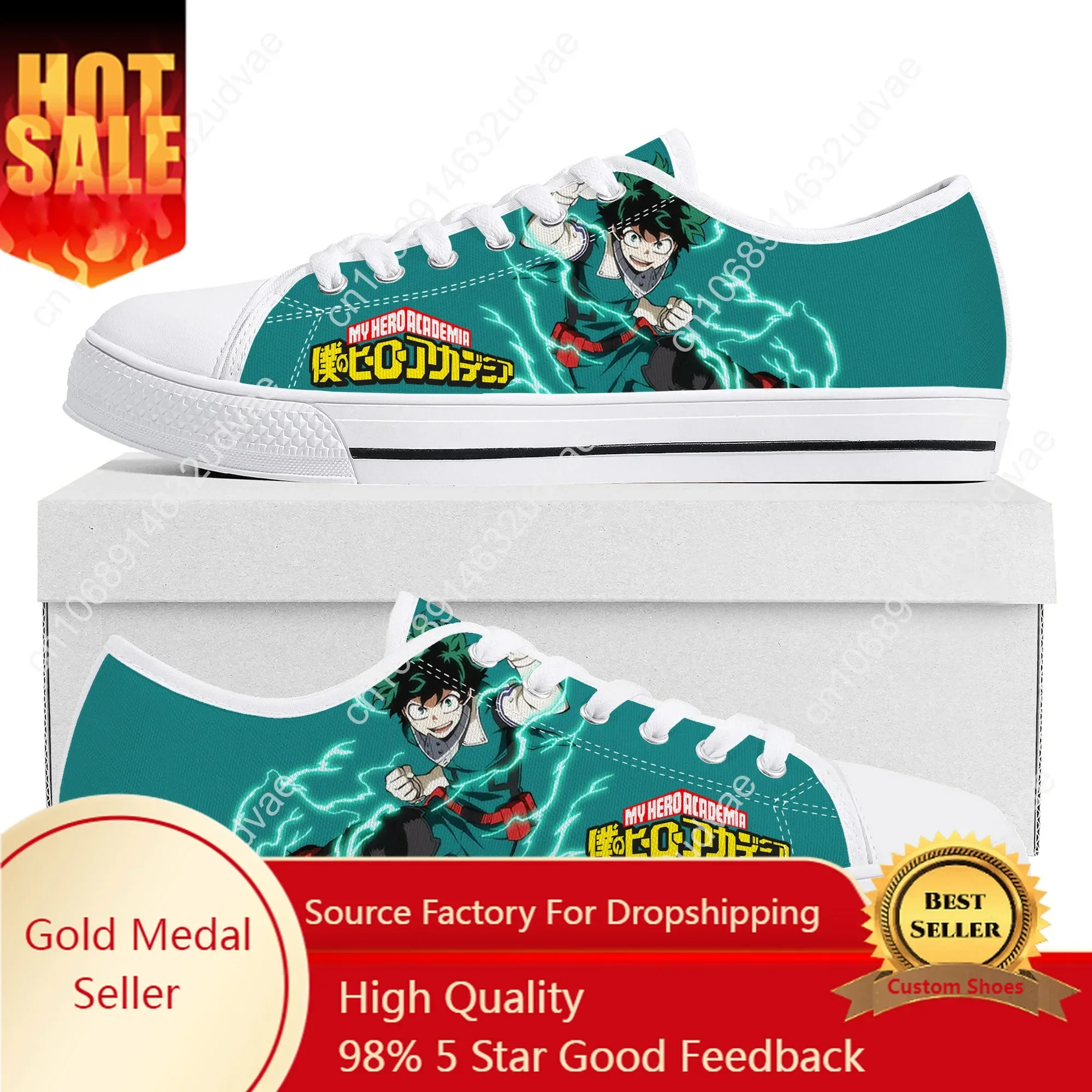 

Izuku Midoriya Hero Academia Low Top Sneakers Mens Womens Teenager High Quality Canvas Sneaker Casual Couple Shoes Custom Shoe