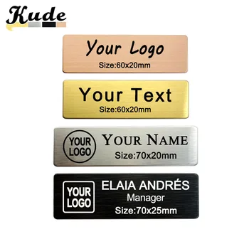 6/7 × 2 センチメートル彫刻あなたのロゴテキストプレートカスタムバッジパーソナライズブローチピン両面テープマグネット ID ドア壁メールボックス名札