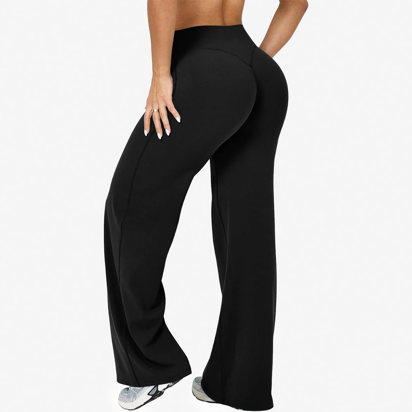High-Waist Wide-Leg Yoga Pants for Women Anti-Curl High Elasticity Lightweight Outdoor Training Walking Sports Trousers
