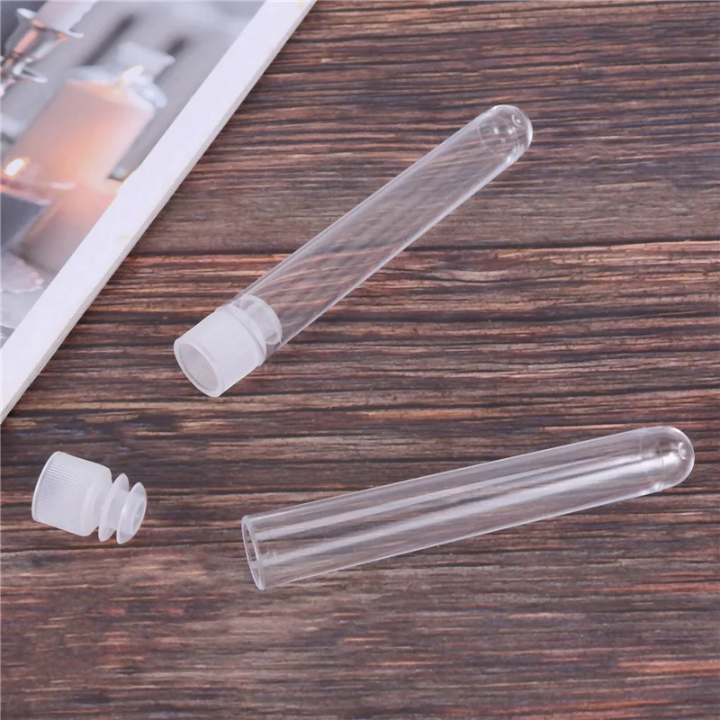 2000Pcs Clear Plastic Test Tubes With White Screw Caps Sample Containers Bottles Push Caps 12X75mm
