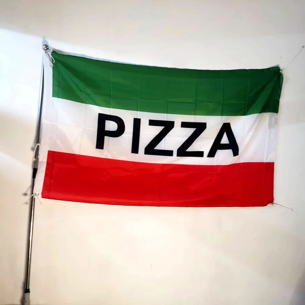 Italian Pizza Flag 3x5 Ft Pizzeria Banner Outdoor Decor with Two Metal Grommets 90x150cm Polyester