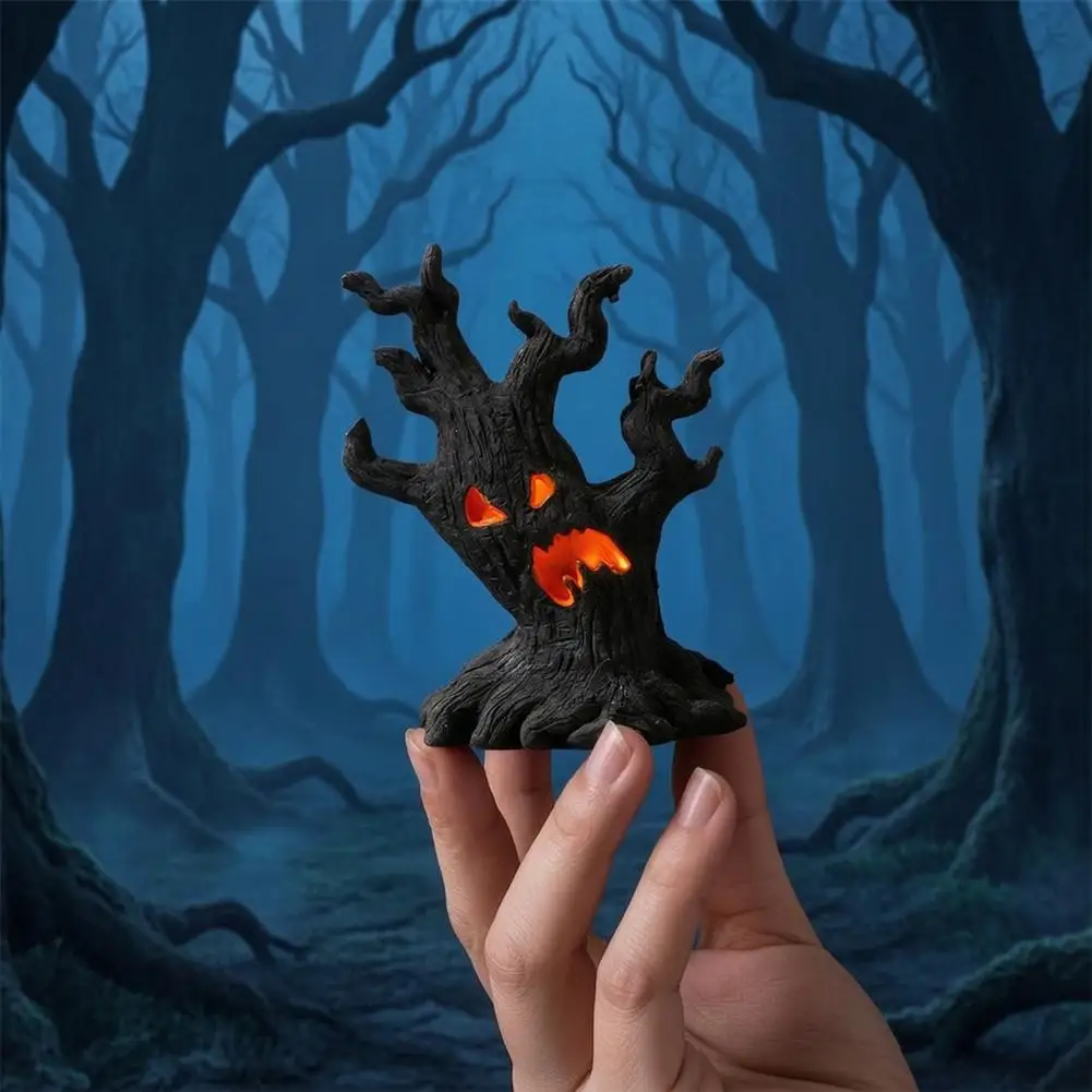 Resin Dead Wood Ghost Figurine Niche Festival Scene Building Accessory Halloween Miniature Tree Demon Ornaments for Desktop