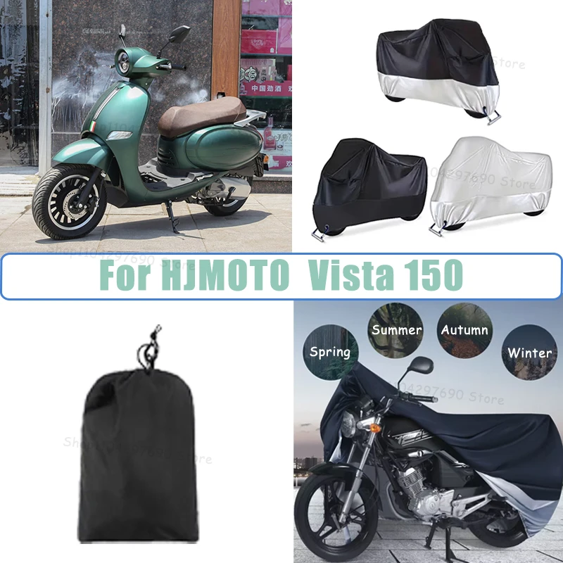 210D Oxford Motorcycle Cover Waterproof All Season UV Protection For HJMOTO  Vista 150 Anti-Tear Windproof Motorbike Cover