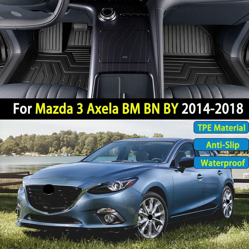 

3 шт. автомобильный коврик из материала TPE для Mazda 3 Axela BM BN BY 2014-2018, роскошный водонепроницаемый грязевой коврик для ног, полный грязевой коврик, аксессуары
